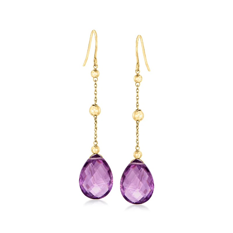 Luxury Jewelry Sale – Sparkle For Less Ross-Simons Amethyst Drop Earrings With Bead Stations in 14kt Yellow Gold Luxury Jewelry Sale – Sparkle For Less Ross-Simons Amethyst Drop Earrings With Bead Stations in 14kt Yellow Gold