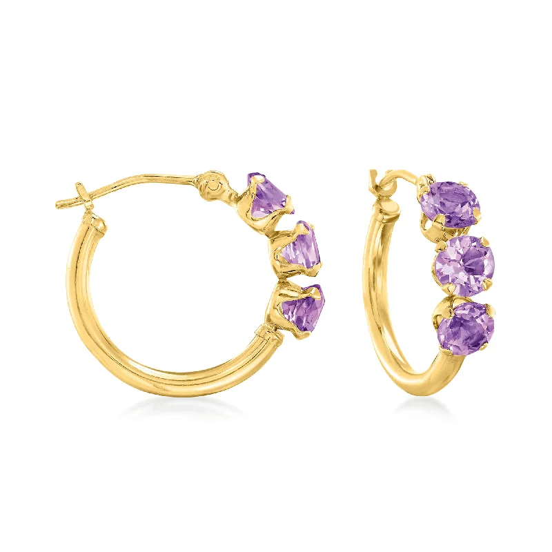 Elegant Jewelry Pieces At Unbelievable Prices Ross-Simons Amethyst Huggie Hoop Earrings in 14kt Yellow Gold Elegant Jewelry Pieces At Unbelievable Prices Ross-Simons Amethyst Huggie Hoop Earrings in 14kt Yellow Gold