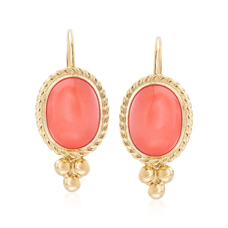 Grab Your Dream Jewelry At The Lowest Prices Ross-Simons Bezel-Set Coral Drop Earrings in 14kt Yellow Gold Grab Your Dream Jewelry At The Lowest Prices Ross-Simons Bezel-Set Coral Drop Earrings in 14kt Yellow Gold