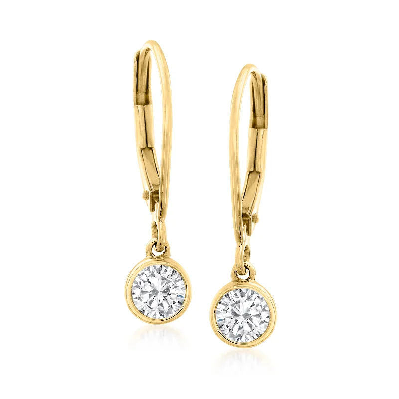 Handcrafted Beauty At Affordable Prices Ross-Simons Bezel-Set Diamond Drop Earrings in 14kt Yellow Gold Handcrafted Beauty At Affordable Prices Ross-Simons Bezel-Set Diamond Drop Earrings in 14kt Yellow Gold
