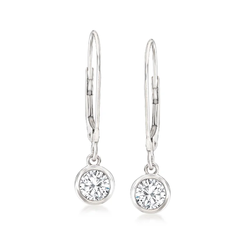 Handmade Pearl Jewelry For Timeless Elegance Ross-Simons Bezel-Set Diamond Drop Earrings in Platinum Handmade Pearl Jewelry For Timeless Elegance Ross-Simons Bezel-Set Diamond Drop Earrings in Platinum