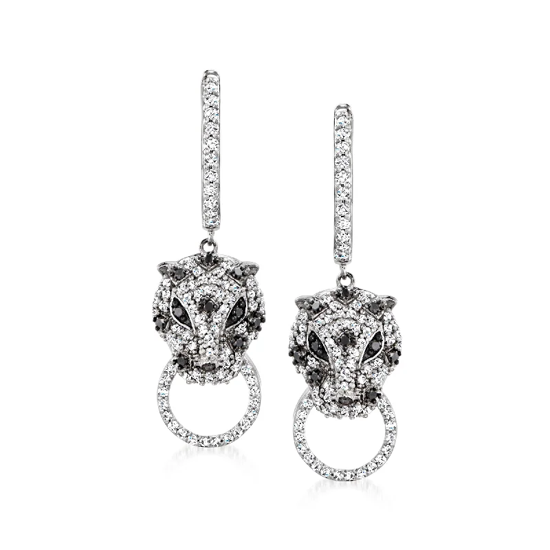 Jewelry Sale – Exclusive Styles At Lower Prices Ross-Simons Black and White Diamond Leopard Hoop Drop Earrings in Sterling Silver Jewelry Sale – Exclusive Styles At Lower Prices Ross-Simons Black and White Diamond Leopard Hoop Drop Earrings in Sterling Silver