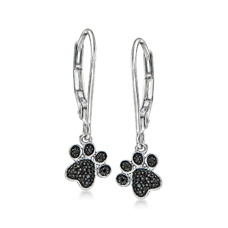 Shop Stylish Jewelry Now And Save Big Ross-Simons Black Diamond-Accented Paw Print Drop Earrings in Sterling Silver Shop Stylish Jewelry Now And Save Big Ross-Simons Black Diamond-Accented Paw Print Drop Earrings in Sterling Silver