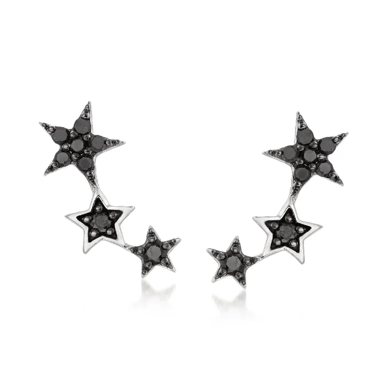 Unique Jewelry Designs Now At Discounted Rates Ross-Simons Black Diamond Star Earrings in Sterling Silver Unique Jewelry Designs Now At Discounted Rates Ross-Simons Black Diamond Star Earrings in Sterling Silver