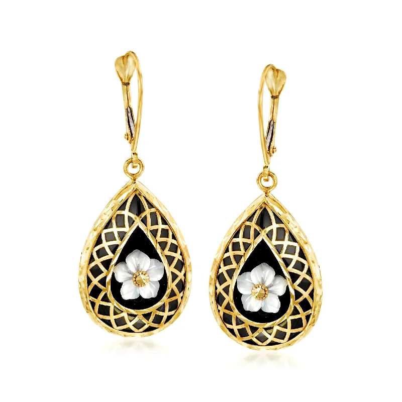 Unmissable Discounts On Timeless Jewelry Pieces Ross-Simons Black Onyx and Mother-Of-Pearl Flower Overlay Drop Earrings in 14kt Yellow Gold Unmissable Discounts On Timeless Jewelry Pieces Ross-Simons Black Onyx and Mother-Of-Pearl Flower Overlay Drop Earrings in 14kt Yellow Gold
