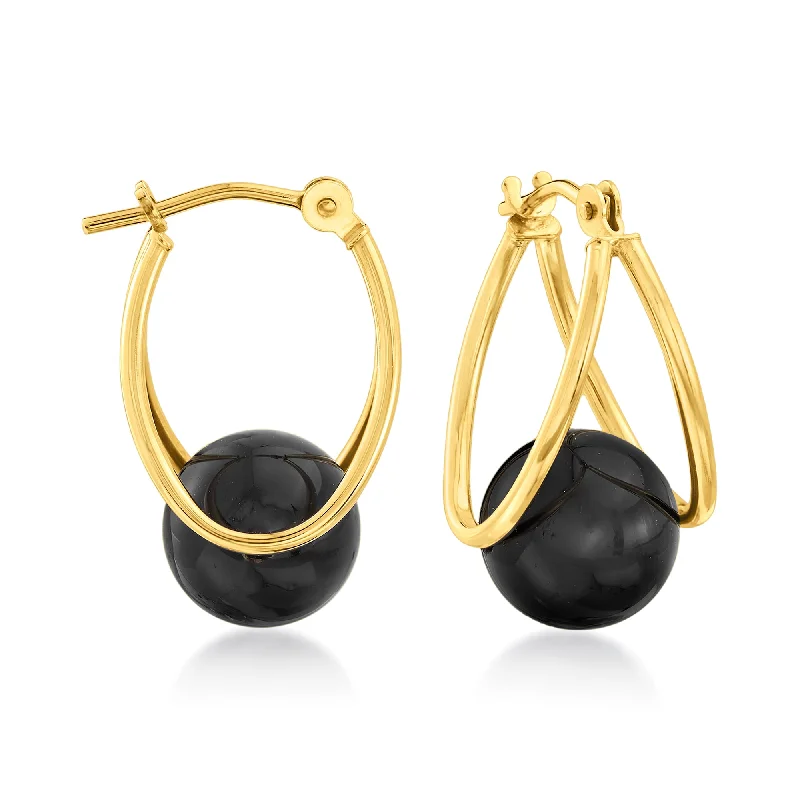 Luxury Jewelry Now At Special Promotional Rates Ross-Simons Black Onyx Double-Hoop Earrings in 14kt Yellow Gold Luxury Jewelry Now At Special Promotional Rates Ross-Simons Black Onyx Double-Hoop Earrings in 14kt Yellow Gold