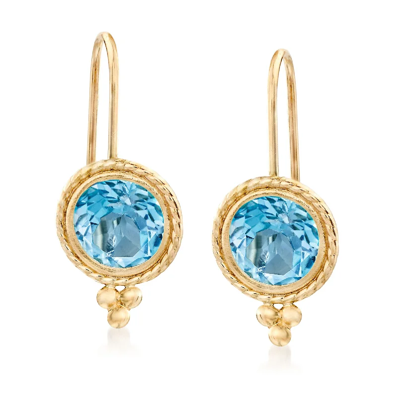 Dazzle In Elegance With Our Biggest Jewelry Sale Ross-Simons Blue Topaz Drop Earrings in 14kt Yellow Gold Dazzle In Elegance With Our Biggest Jewelry Sale Ross-Simons Blue Topaz Drop Earrings in 14kt Yellow Gold