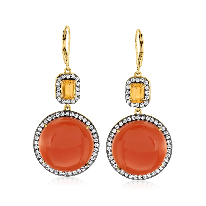 Get The Jewelry You Love At A Price You Love Ross-Simons Carnelian and Multi-Gem Drop Earrings in 18kt Gold Over Sterling Get The Jewelry You Love At A Price You Love Ross-Simons Carnelian and Multi-Gem Drop Earrings in 18kt Gold Over Sterling