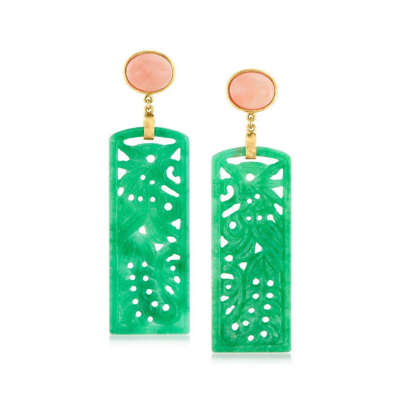 Don't Miss Out On Jaw-Dropping Jewelry Discounts Ross-Simons Carved Green Jade and Pink Coral Drop Earrings in 14kt Gold Over Sterling Don't Miss Out On Jaw-Dropping Jewelry Discounts Ross-Simons Carved Green Jade and Pink Coral Drop Earrings in 14kt Gold Over Sterling