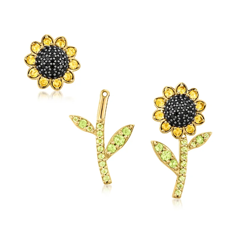Accessorize For Less – Luxury Jewelry At Affordable Prices Ross-Simons Citrine, . Peridot and . Black Spinel Jewelry Set: Flower Earrings and Earring Jackets in 18kt Gold Over Sterling Accessorize For Less – Luxury Jewelry At Affordable Prices Ross-Simons Citrine, . Peridot and . Black Spinel Jewelry Set: Flower Earrings and Earring Jackets in 18kt Gold Over Sterling