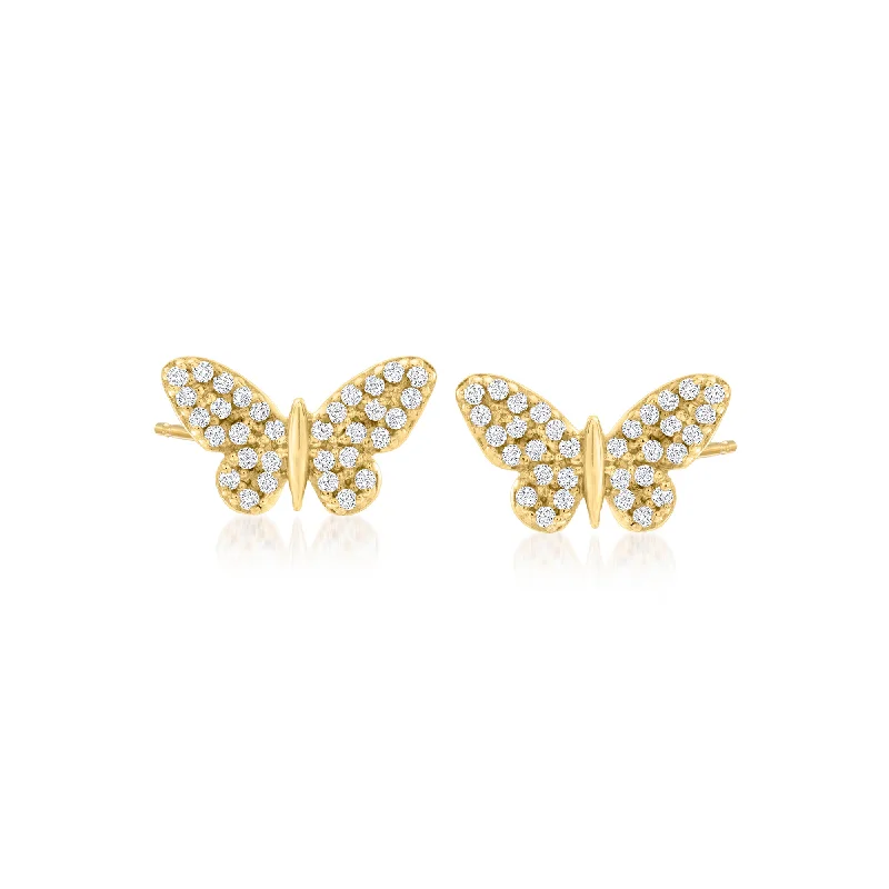 Stunning Statement Jewelry, Unbeatable Discounts Ross-Simons Diamond-Accented Butterfly Earrings in 14kt Yellow Gold Stunning Statement Jewelry, Unbeatable Discounts Ross-Simons Diamond-Accented Butterfly Earrings in 14kt Yellow Gold
