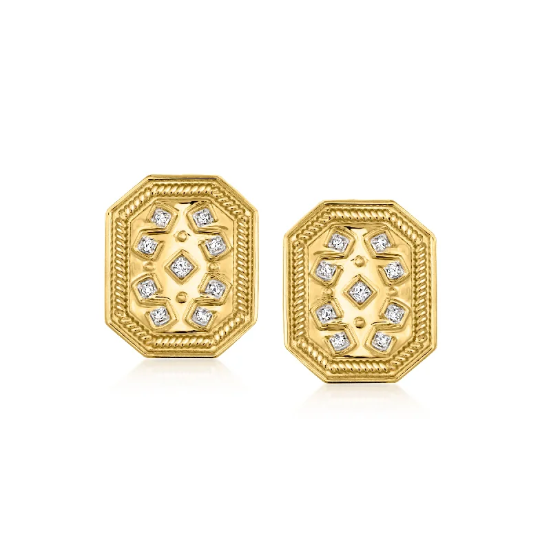 Shop Dazzling Jewelry At The Best Prices Ross-Simons Diamond-Accented Etruscan-Style Earrings in 18kt Gold Over Sterling Shop Dazzling Jewelry At The Best Prices Ross-Simons Diamond-Accented Etruscan-Style Earrings in 18kt Gold Over Sterling