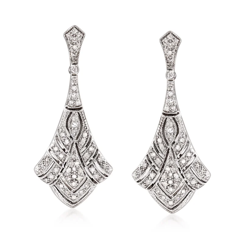 High-Quality Jewelry At A Fraction Of The Cost Ross-Simons Diamond Art Deco-Style Drop Earrings in Sterling Silver High-Quality Jewelry At A Fraction Of The Cost Ross-Simons Diamond Art Deco-Style Drop Earrings in Sterling Silver