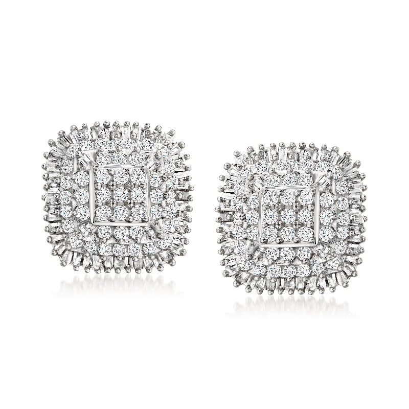 Limited-Time Offer On Premium Jewelry Collections Ross-Simons Diamond Cluster Earrings in Sterling Silver Limited-Time Offer On Premium Jewelry Collections Ross-Simons Diamond Cluster Earrings in Sterling Silver
