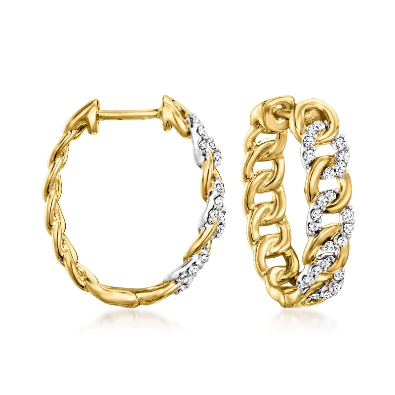 Grab Your Dream Jewelry At The Lowest Prices Ross-Simons Diamond Curb-Link Oval Hoop Earrings in 18kt Gold Over Sterling Silver Grab Your Dream Jewelry At The Lowest Prices Ross-Simons Diamond Curb-Link Oval Hoop Earrings in 18kt Gold Over Sterling Silver