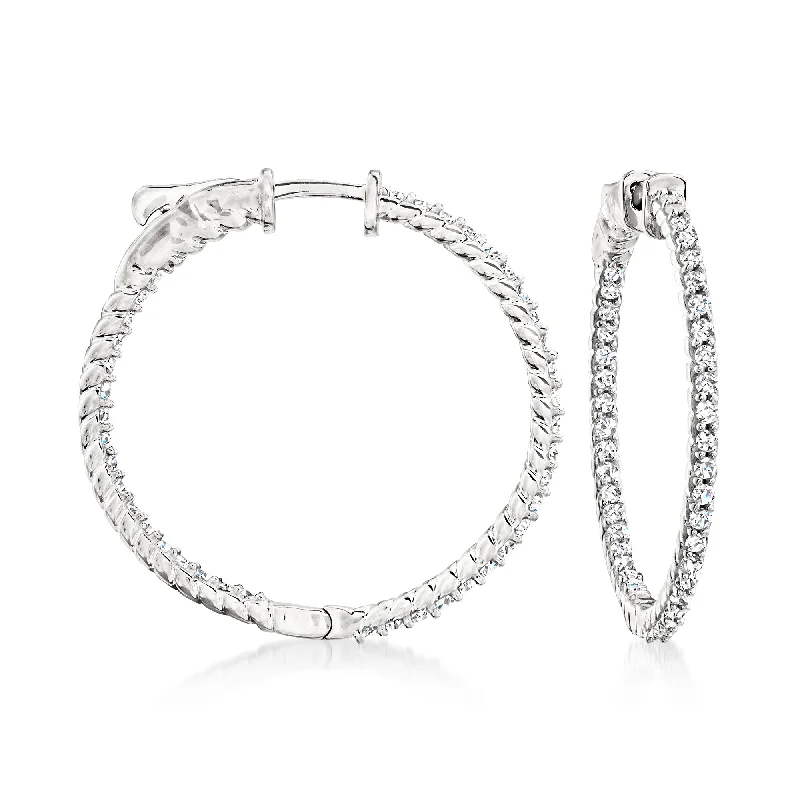 Luxury Jewelry Now At Special Promotional Rates Ross-Simons Diamond Inside-Outside Hoop Earrings in Sterling Silver Luxury Jewelry Now At Special Promotional Rates Ross-Simons Diamond Inside-Outside Hoop Earrings in Sterling Silver