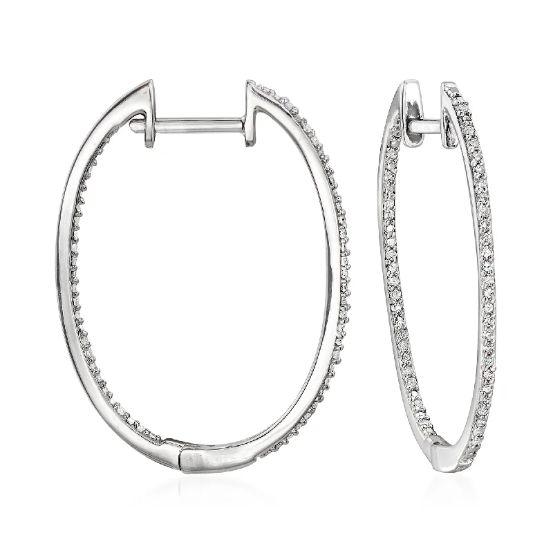 Get Ready To Sparkle – Special Jewelry Discounts Ross-Simons Diamond Inside-Outside Hoop Earrings in Sterling Silver Get Ready To Sparkle – Special Jewelry Discounts Ross-Simons Diamond Inside-Outside Hoop Earrings in Sterling Silver