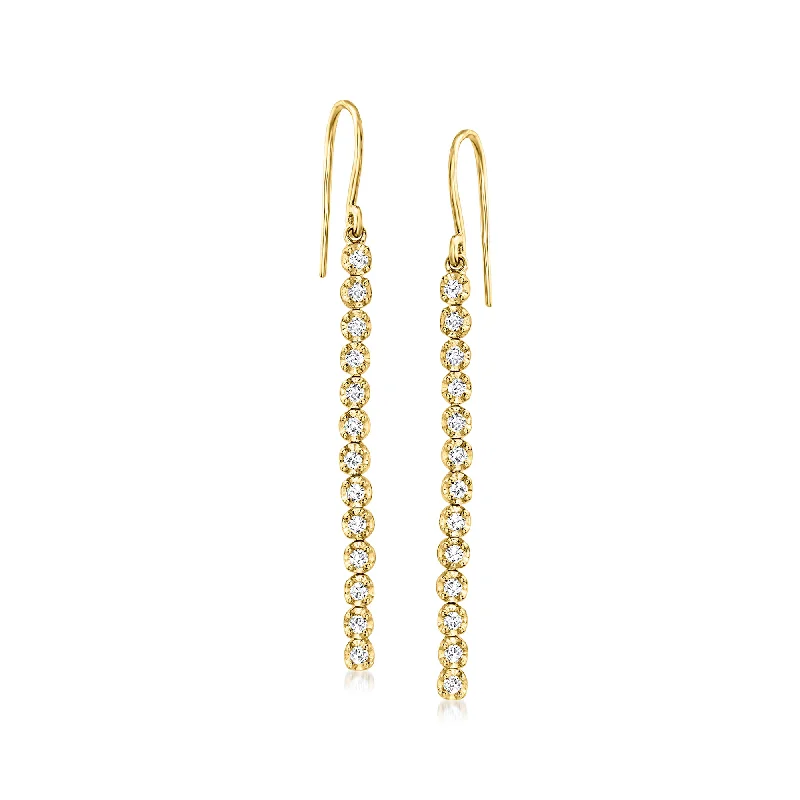 Shop Stylish Jewelry Now And Save Big Ross-Simons Diamond Linear Drop Earrings in 14kt Yellow Gold Shop Stylish Jewelry Now And Save Big Ross-Simons Diamond Linear Drop Earrings in 14kt Yellow Gold
