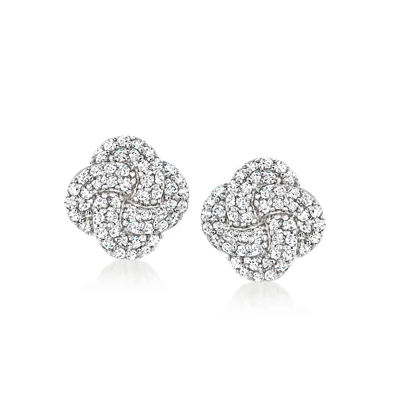Shop Jewelry That Shines Without The High Price Ross-Simons Diamond Love Knot Earrings in Sterling Silver Shop Jewelry That Shines Without The High Price Ross-Simons Diamond Love Knot Earrings in Sterling Silver