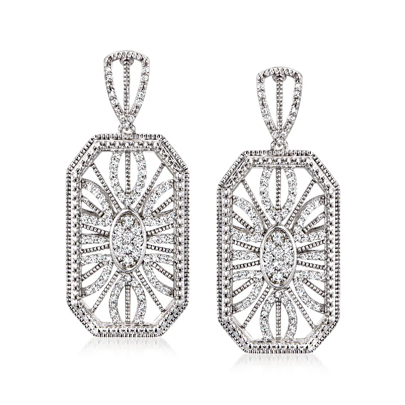 Timeless Elegance Now At Special Discounts Ross-Simons Diamond Octagonal Openwork Drop Earrings in Sterling Silver Timeless Elegance Now At Special Discounts Ross-Simons Diamond Octagonal Openwork Drop Earrings in Sterling Silver