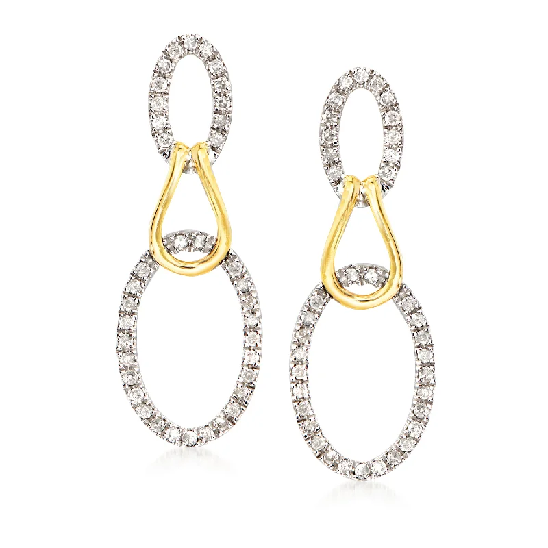 Shop Dazzling Jewelry At The Best Prices Ross-Simons Diamond Oval Loop Drop Earrings in Sterling Silver and 14kt Yellow Gold Shop Dazzling Jewelry At The Best Prices Ross-Simons Diamond Oval Loop Drop Earrings in Sterling Silver and 14kt Yellow Gold