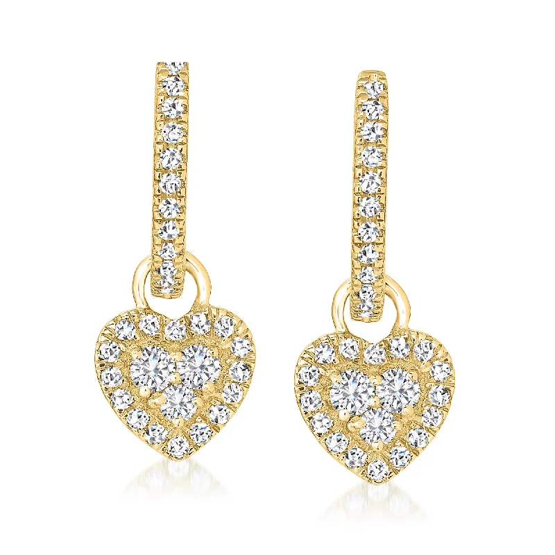 Stunning Statement Jewelry, Unbeatable Discounts Ross-Simons Diamond Removable Heart Huggie Hoop Drop Earrings in 14kt Yellow Gold Stunning Statement Jewelry, Unbeatable Discounts Ross-Simons Diamond Removable Heart Huggie Hoop Drop Earrings in 14kt Yellow Gold