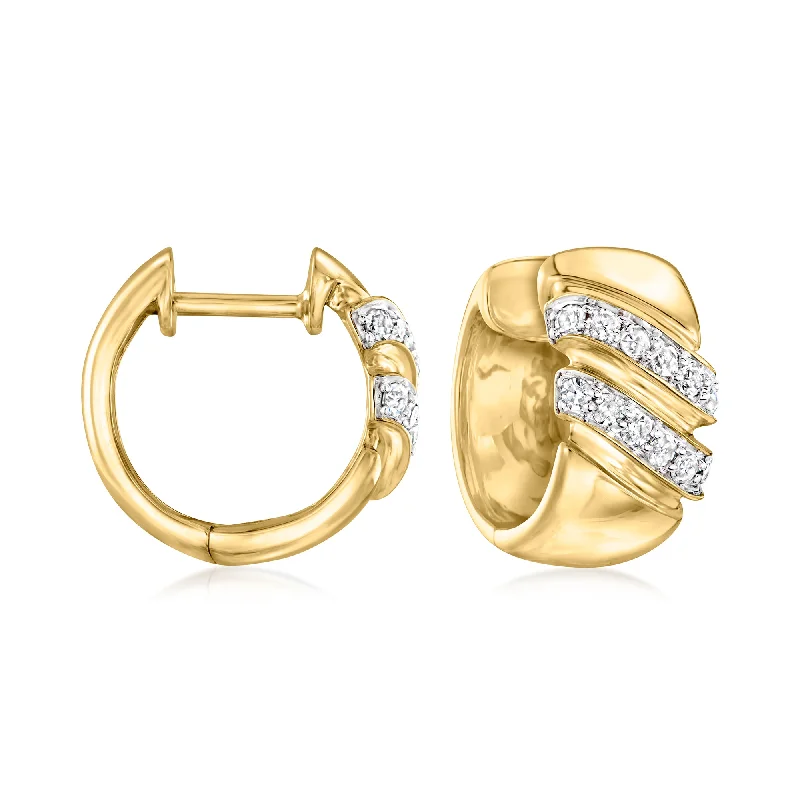 The Biggest Jewelry Sale Of The Year Is Here Ross-Simons Diamond Striped Hoop Earrings in 18kt Yellow Gold