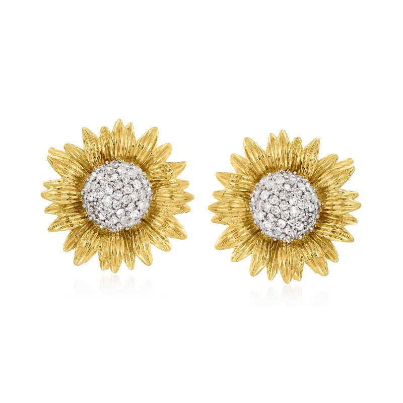 Get The Sparkle You Love At Prices You Adore Ross-Simons Diamond Sunflower Earrings in 14kt Yellow Gold Get The Sparkle You Love At Prices You Adore Ross-Simons Diamond Sunflower Earrings in 14kt Yellow Gold