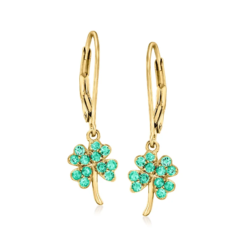 Chic And Stylish Jewelry At Exclusive Prices Ross-Simons Emerald 4-Leaf Clover Drop Earrings in 18kt Gold Over Sterling Chic And Stylish Jewelry At Exclusive Prices Ross-Simons Emerald 4-Leaf Clover Drop Earrings in 18kt Gold Over Sterling