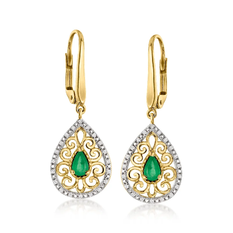 Bestselling Jewelry At Special Promotional Rates Ross-Simons Emerald and . Diamond Drop Earrings in 14kt Yellow Gold Bestselling Jewelry At Special Promotional Rates Ross-Simons Emerald and . Diamond Drop Earrings in 14kt Yellow Gold