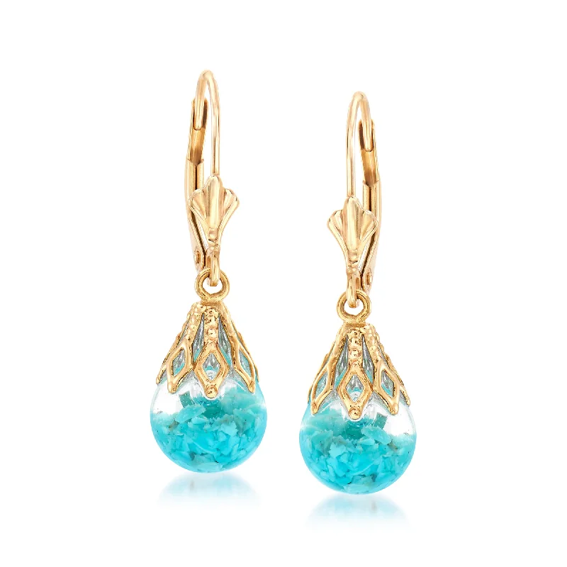 High-End Sparkle, Low-End Prices – Jewelry Sale Live Ross-Simons Floating Turquoise Drop Earrings in 14kt Yellow Gold High-End Sparkle, Low-End Prices – Jewelry Sale Live Ross-Simons Floating Turquoise Drop Earrings in 14kt Yellow Gold