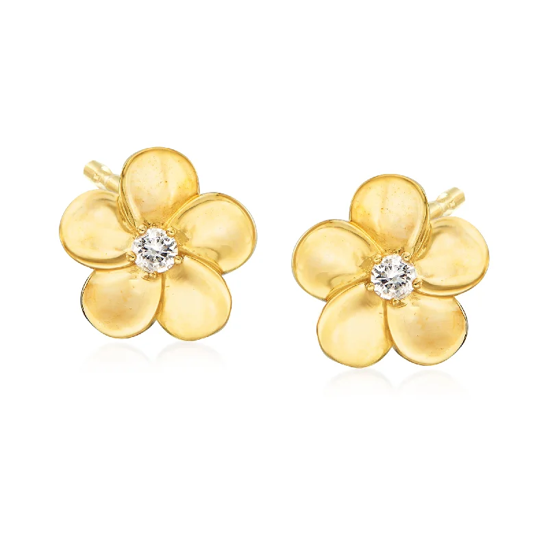 Romantic Heart-Shaped Jewelry For Special Gifts Ross-Simons Flower Earrings in 14kt Yellow Gold Romantic Heart-Shaped Jewelry For Special Gifts Ross-Simons Flower Earrings in 14kt Yellow Gold