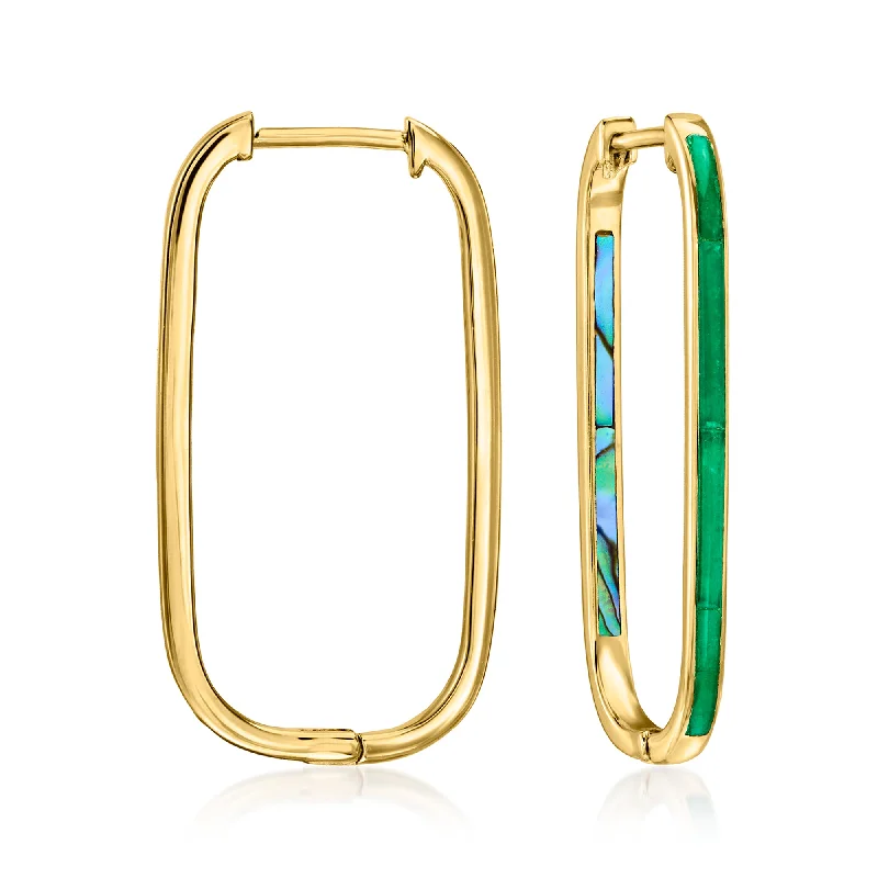 Classic And Modern Jewelry Styles On Sale Ross-Simons Green Agate and Green Abalone Shell Inside-Outside Paper Clip Link Hoop Earrings in 18kt Gold Over Sterling Classic And Modern Jewelry Styles On Sale Ross-Simons Green Agate and Green Abalone Shell Inside-Outside Paper Clip Link Hoop Earrings in 18kt Gold Over Sterling