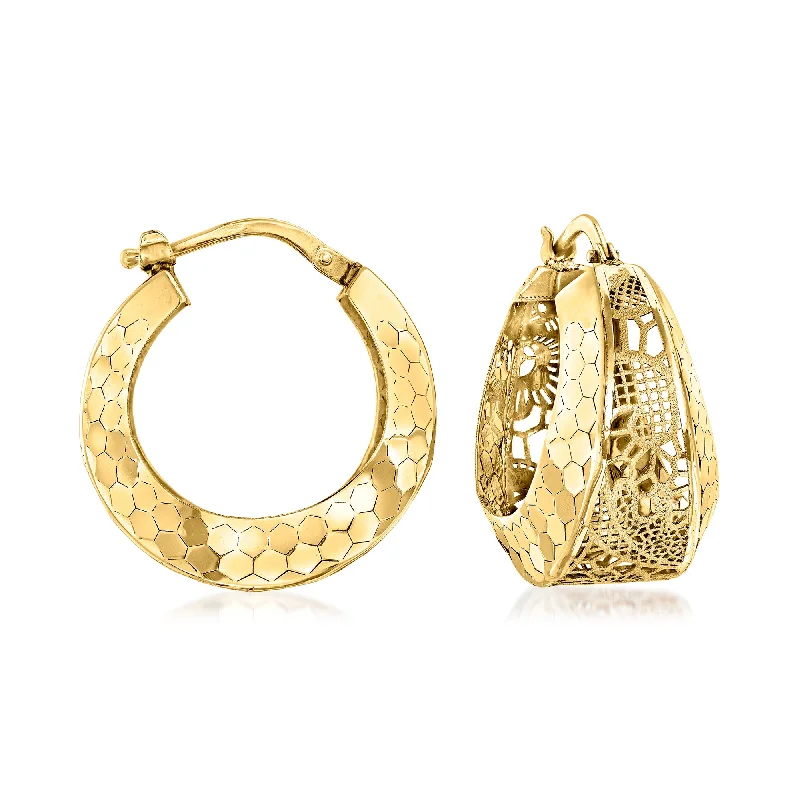 Discover Unique Jewelry With Special Limited-Time Offers Ross-Simons Italian 14kt Yellow Gold Floral Filigree Hoop Earrings Discover Unique Jewelry With Special Limited-Time Offers Ross-Simons Italian 14kt Yellow Gold Floral Filigree Hoop Earrings