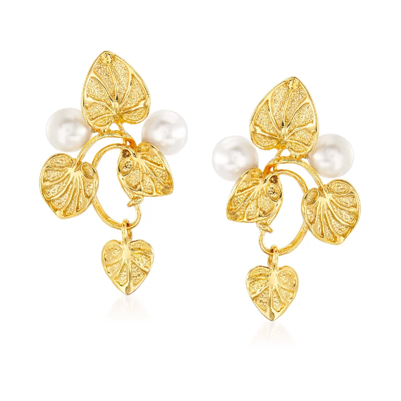 Huge Savings On Timeless Jewelry Collections Ross-Simons Italian 6mm Cultured Pearl Vine Drop Earrings in 18kt Gold Over Sterling Huge Savings On Timeless Jewelry Collections Ross-Simons Italian 6mm Cultured Pearl Vine Drop Earrings in 18kt Gold Over Sterling