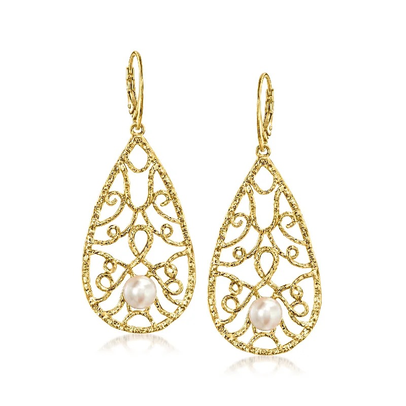 Get Your Favorite Jewelry At The Best Price Ross-Simons Italian 7-7.5mm Cultured Pearl Filigree Teardrop Earrings in 18kt Gold Over Sterling Get Your Favorite Jewelry At The Best Price Ross-Simons Italian 7-7.5mm Cultured Pearl Filigree Teardrop Earrings in 18kt Gold Over Sterling