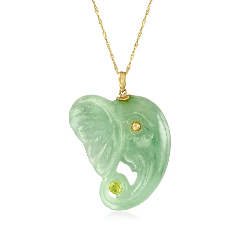 Huge Savings On Premium Jewelry Styles Ross-Simons Jade Elephant Pendant Necklace With . Peridot in 14kt Yellow Gold Huge Savings On Premium Jewelry Styles Ross-Simons Jade Elephant Pendant Necklace With . Peridot in 14kt Yellow Gold