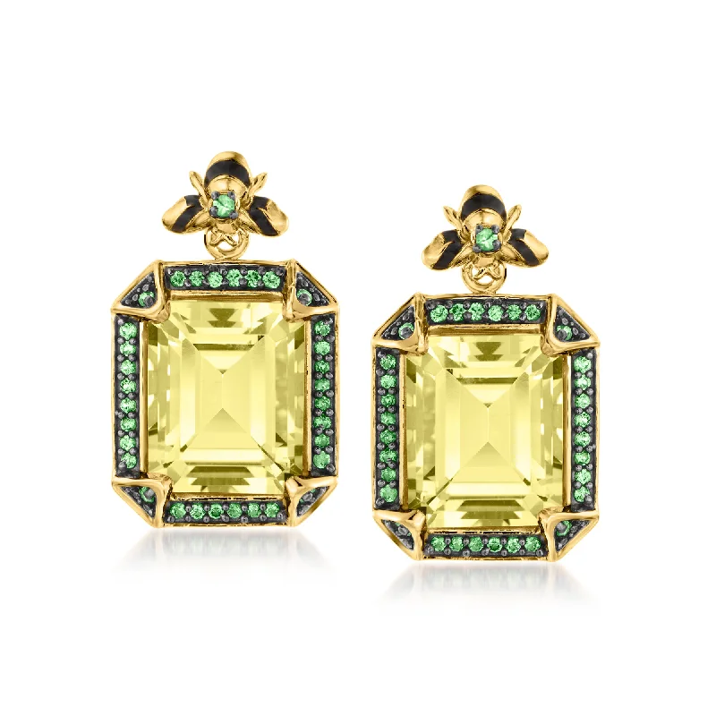 Accessorize For Less – Luxury Jewelry At Affordable Prices Ross-Simons Lemon Quartz and . Tsavorite Bumblebee Drop Earrings With Black Enamel in 18kt Gold Over Sterling