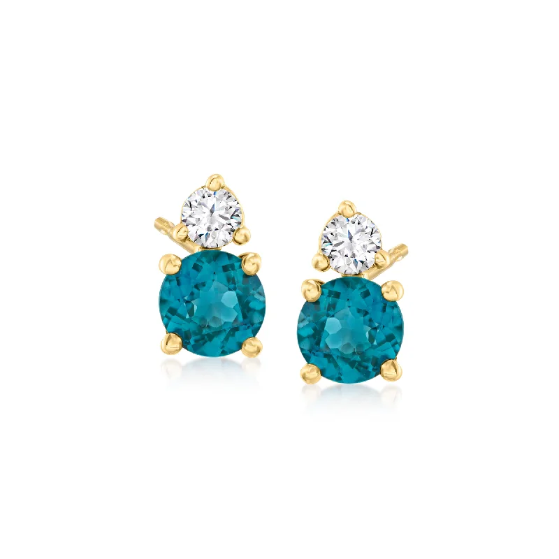 Shop Handcrafted Jewelry At Special Promotional Rates Ross-Simons London Blue Topaz and . Diamond Earrings in 14kt Yellow Gold Shop Handcrafted Jewelry At Special Promotional Rates Ross-Simons London Blue Topaz and . Diamond Earrings in 14kt Yellow Gold