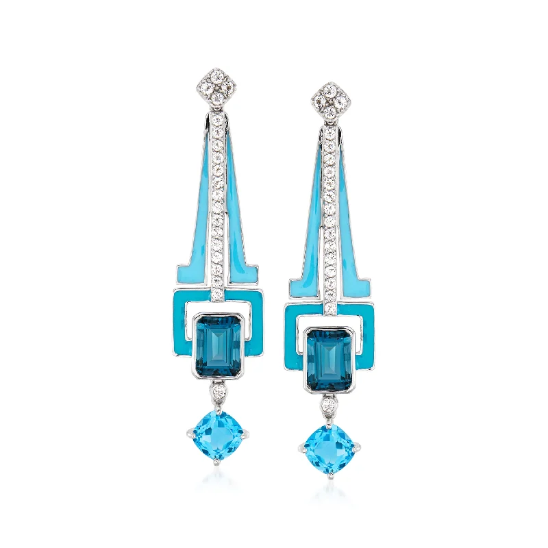 Unique Jewelry For Less – Shop The Sale Now Ross-Simons London, Sky and White Topaz Drop Earrings With Blue Enamel in Sterling Silver Unique Jewelry For Less – Shop The Sale Now Ross-Simons London, Sky and White Topaz Drop Earrings With Blue Enamel in Sterling Silver