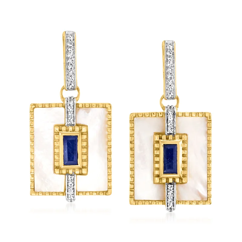 Discounted Luxury Jewelry – Shine Without The Splurge Ross-Simons Mother-Of-Pearl and Sapphire Drop Earrings With . White Topaz in 18kt Gold Over Sterling Discounted Luxury Jewelry – Shine Without The Splurge Ross-Simons Mother-Of-Pearl and Sapphire Drop Earrings With . White Topaz in 18kt Gold Over Sterling