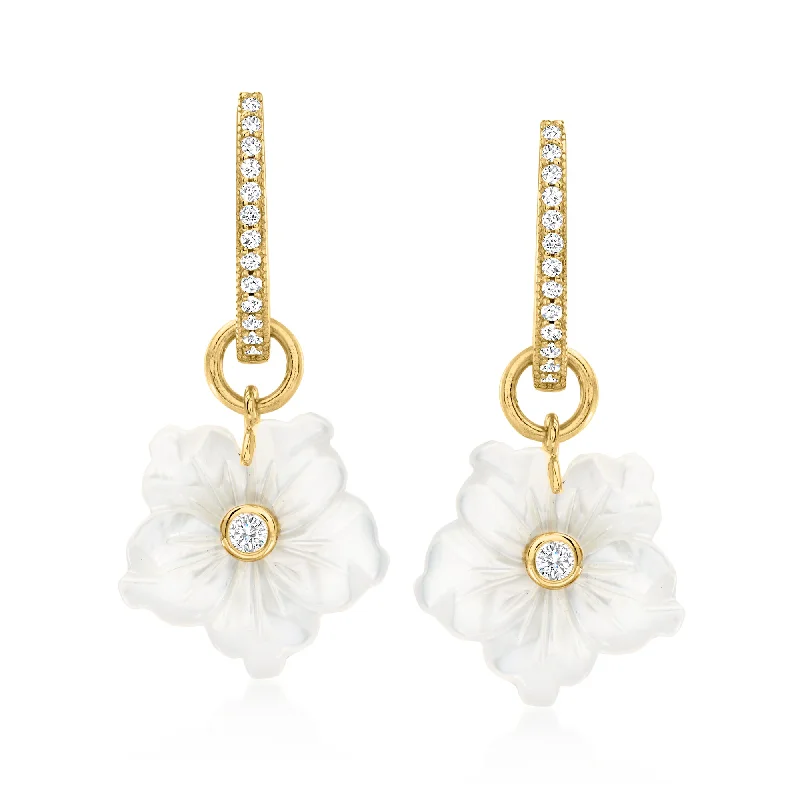 Huge Savings On Premium Jewelry Styles Ross-Simons Mother-Of-Pearl and . White Topaz Removable Flower Drop Earrings in 18kt Gold Over Sterling Huge Savings On Premium Jewelry Styles Ross-Simons Mother-Of-Pearl and . White Topaz Removable Flower Drop Earrings in 18kt Gold Over Sterling
