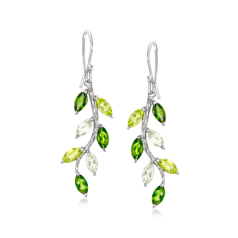 Luxury Handcrafted Jewelry For Elegant Looks Ross-Simons Multi-Gemstone Vine Drop Earrings in Sterling Silver Luxury Handcrafted Jewelry For Elegant Looks Ross-Simons Multi-Gemstone Vine Drop Earrings in Sterling Silver