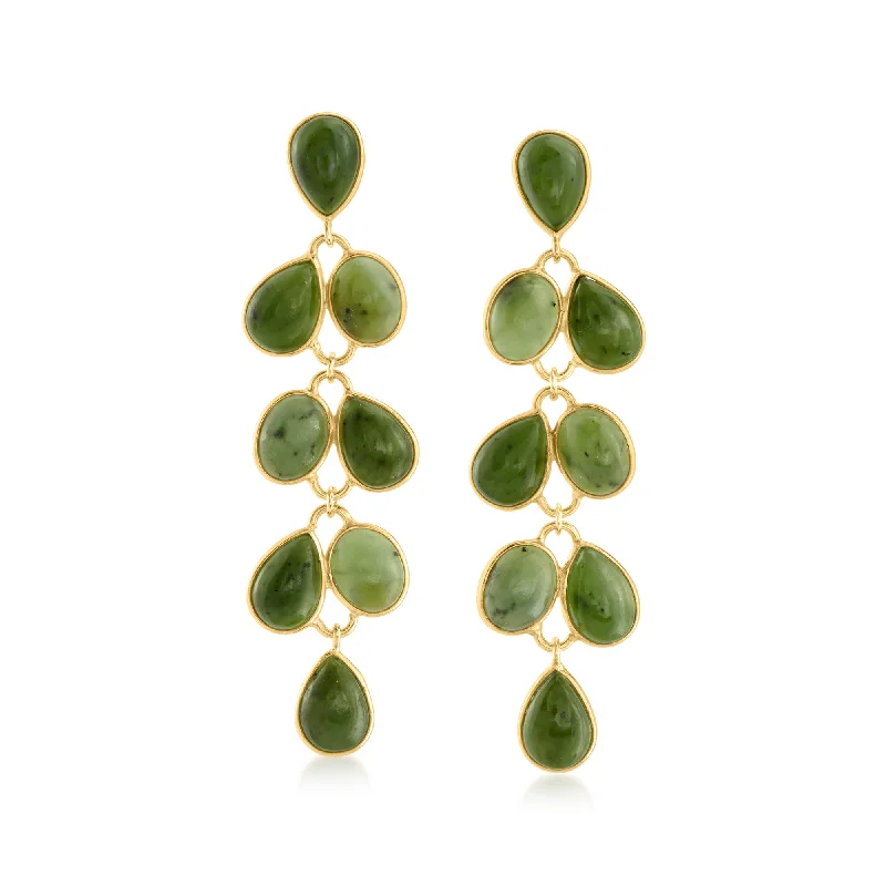 Limited-Time Offer On Premium Jewelry Collections Ross-Simons Nephrite Jade Chandelier Earrings in 18kt Gold Over Sterling Limited-Time Offer On Premium Jewelry Collections Ross-Simons Nephrite Jade Chandelier Earrings in 18kt Gold Over Sterling