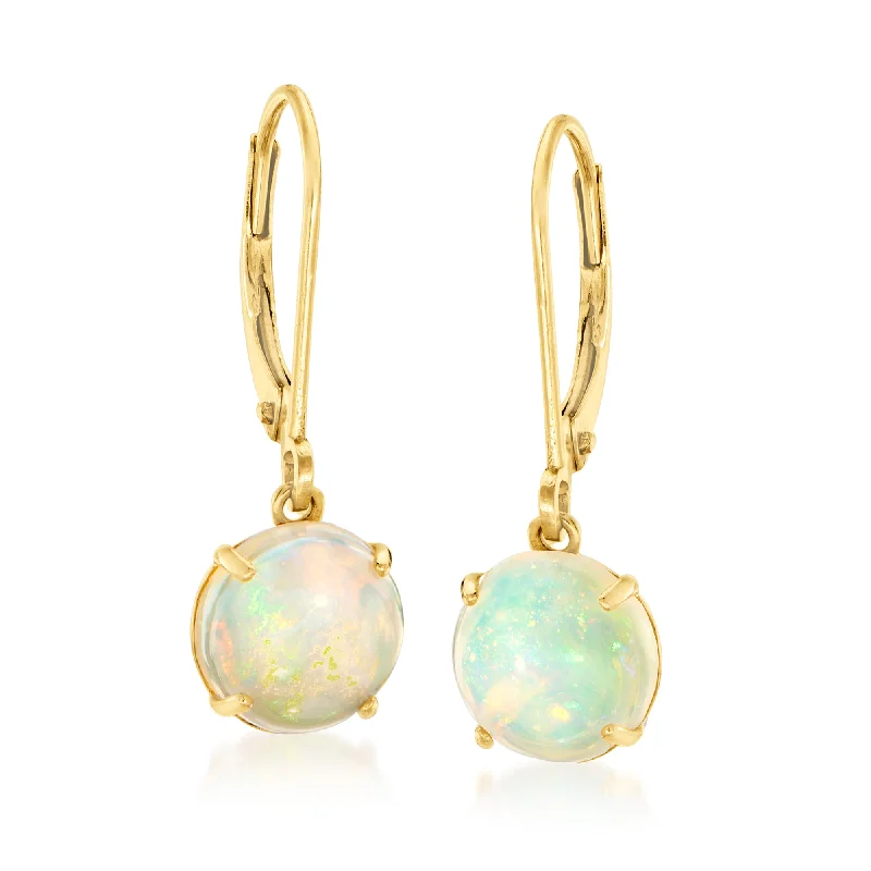 Shop Stylish Jewelry Now And Save Big Ross-Simons Opal Drop Earrings in 14kt Yellow Gold Shop Stylish Jewelry Now And Save Big Ross-Simons Opal Drop Earrings in 14kt Yellow Gold