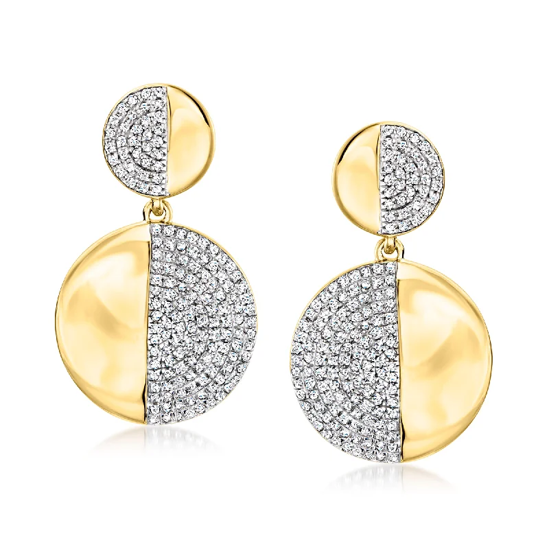 Trending Jewelry Styles Now At Limited-Time Discounts Ross-Simons Pave Diamond Disc Drop Earrings in 18kt Gold Over Sterling Silver Trending Jewelry Styles Now At Limited-Time Discounts Ross-Simons Pave Diamond Disc Drop Earrings in 18kt Gold Over Sterling Silver