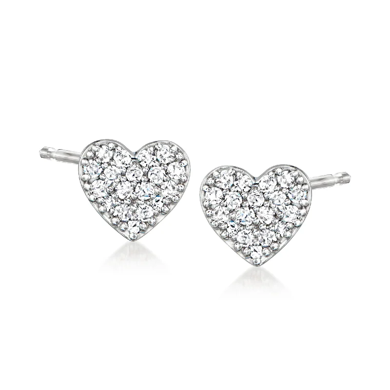 Timeless Elegance At Unbelievable Discounts Ross-Simons Pave Diamond Heart Earrings in 14kt White Gold Timeless Elegance At Unbelievable Discounts Ross-Simons Pave Diamond Heart Earrings in 14kt White Gold