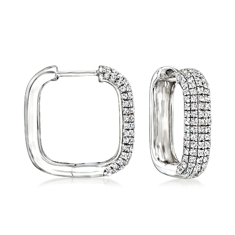 Buy More, Save More On Stunning Jewelry Designs Ross-Simons Pave Diamond Square Hoop Earrings in Sterling Silver Buy More, Save More On Stunning Jewelry Designs Ross-Simons Pave Diamond Square Hoop Earrings in Sterling Silver