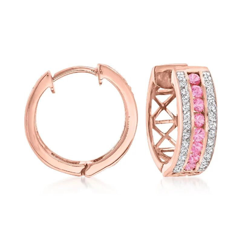 Stunning Statement Jewelry, Unbeatable Discounts Ross-Simons Pink Sapphire and . White Zircon Hoop Earrings in 18kt Rose Gold Over Sterling Stunning Statement Jewelry, Unbeatable Discounts Ross-Simons Pink Sapphire and . White Zircon Hoop Earrings in 18kt Rose Gold Over Sterling