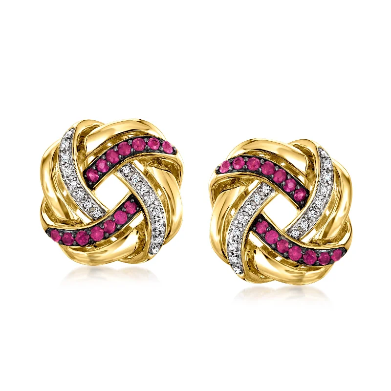 Limited-Stock Jewelry Sale – Once It's Gone, It's Gone Ross-Simons Ruby and . Diamond Love Knot Earrings in 18kt Gold Over Sterling Limited-Stock Jewelry Sale – Once It's Gone, It's Gone Ross-Simons Ruby and . Diamond Love Knot Earrings in 18kt Gold Over Sterling